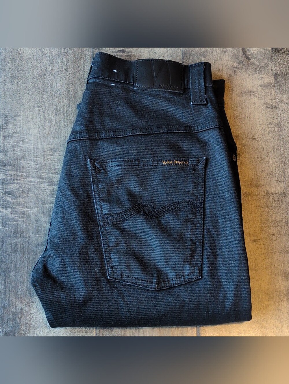 Nudie Jeans Thin Finn Black Coated Denim Jeans Mens W30 L27 Slim Organic